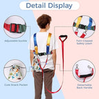 Safety Harness Leash for Big Kids with Autism and Special Needs (6-12 yrs), Child Adjustable Elopement Harness with Emergency Handle and Tether, Keep Active Autistic/ADHD Kids Safe and Free Outdoors