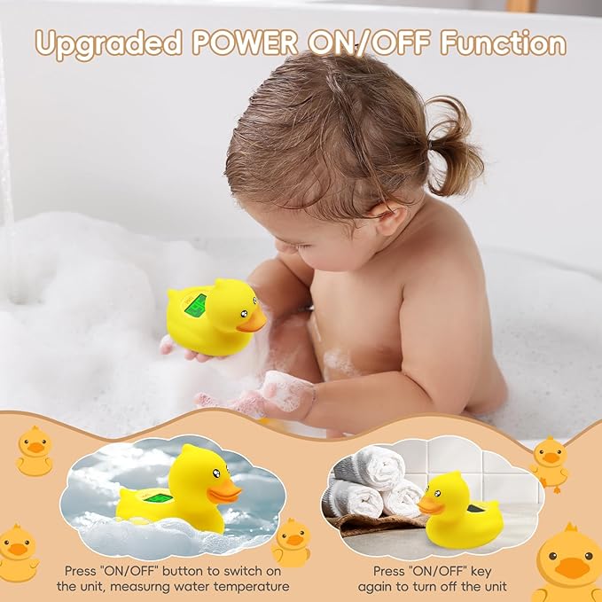 b&h Rechargeable Baby Bath Thermometer, Digital Shower Thermometer for Infant Bathtub and Room, Upgraded Turn Off Function, Fast Temperature Reading, Safety Newborn Floating Bath Toy (Baby Duck)