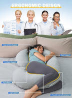 INSEN Cooling Pregnancy Pillow, Maternity Pillow with Soft Tencel Cover,C Shaped for Pregnant Women and Side Sleeping (Cooling Tencel-Rock Grey)