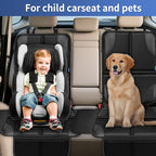 Car Seat Protector, Child Carseat Covers, Protector Car Seat for Baby with Thickest Padded and Non-Slip Waterproof Backing Mesh Pockets for Kids Pets-1 Pack