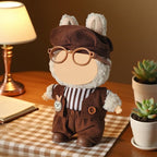 17cm Doll Clothes, Accessories for 15/17cm Dolls Clothes Headband + Overalls, Dolls Keychain Accessories, No Doll Included (Brown Gentleman)