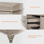 WAMPAT Grey Baby Dresser with 6 Drawers for Kids Room, Wooden Kids Dressers Double Dresser for Bedroom, Rustic Chest of Drawers Storage Dressers Organizer for Nursery, 47 Inch