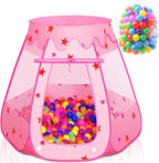 Baby Ball Pit for Toddler with 150 Balls, Kids Pop Up Play Tent for Girls, Princess Toys for Children Indoor & Outdoor Playhouse with Carry Bag (Pink: 7 Bright Colors, 109x90cm/150 Balls)