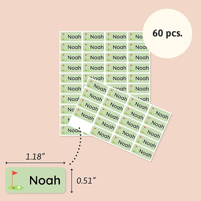 Personalized Name Labels for Kids (60) – Custom Waterproof & Durable Stickers for Clothing, Daycare, Office & School Supplies - Sports