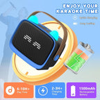 Mgaolo Upgraded Mini Karaoke Machine Toy for Kids, Portable Bluetooth Speaker with 2 Wireless Mics, Emoji & Colorful LED Lights, Home Travel & Party Play Gifts for Boys Girls (Blue)