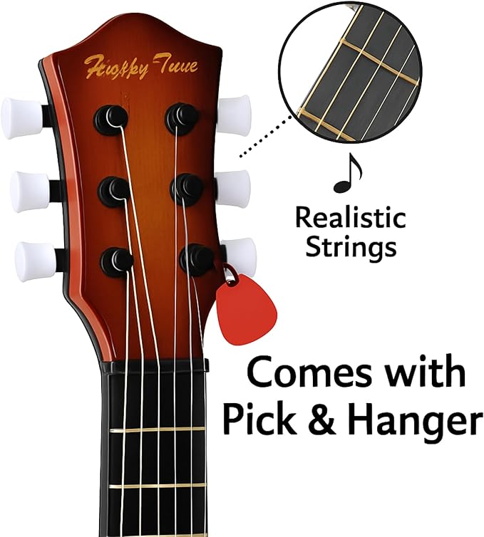 23" Acoustic Guitar, Kids 6 String Toy Guitar - Realistic Steel Strings - Beginner Practice First Musical Instrument for Children, Toddlers (Amber Sunburst)