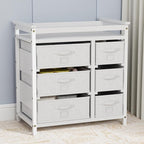 XJD Baby Changing Table with 6 Storage Drawers and Pad Baby Changing Station, Diaper Changing Station(White)