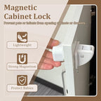 Magnetic Cabinet Locks for Baby Safety, Children Proof Cupboard Drawers Latches, Safe & Easy Install, Multi-Purpose Adhesive No Need for Screws or Tools(6 locks and 1 Key)