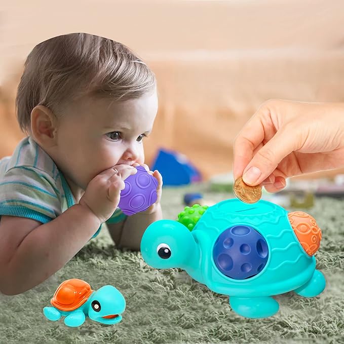 Sensory Balls Montessori Toys for Babies 6-12 Months, Baby Sensory Toys Turtle Toys Bright Color Textured Multi Soft Balls, BPA Free Ball for Toddlers 1-3 Teething Gifts
