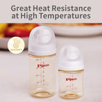 Pigeon PPSU Nursing Baby Bottle Wide Neck, Anti-Colic, Streamlined Body, Natural Feel, Easy to Clean, 8.1 Oz(Pack of 2), Includes 2pcs M Nipples (3m+)