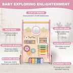 Wooden Baby Walker Wheels,Baby Push Walker for Babies 12 Months+ Montessori,Toddler Walker Push Toy Wooden Activity Walker for Boy,Walking Toys12 Months+ Learning to Walk