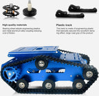 Tank Car Chassis with Motor, Shock Absorbing Robot Chassis Full-Metal Robotic Moving Platform Track Chassis for RaspberryPi Arduino DIY Maker Smart Robot Car Chassis Kit (Blue, With Encoder motor)