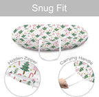 Cartoon Winter Christmas Tree Stars Leaves Pattern Baby Lounger Cover, Unisex Removable Infant Newborn Snug Fit Floorseat Sleeping Lounger Slipcover for Boys Girls Lounger Pillow, Cover Only-24*26