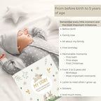 Baby Book Keepsake Gender Neutral to Paste Photos and Writing with +50 Pages and Stickers - Baby Memory Book from the First Year to 5th - Newborn Gifts, Baby Shower and Gender Reveal