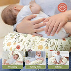 Nursing Pillow, Ergonomic Support Breastfeeding Pillow for Easier Breast Feeding and Bottle Feeding, Baby Feeding Pillow with Machine Washable Cotton Cover (Leave)