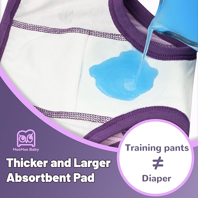 MooMoo Baby Absorbent Potty Training Pants 8 Packs Cotton Training Underwear for Girls 8T