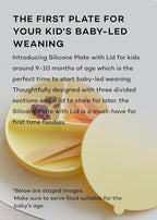 Konny EASYFEED Silicone Plate with Lid (1-4Y) 3-Divided Suction Plate Baby Led Weaning Supplies Training Baby Utensils Feeding Supplies (Cream)