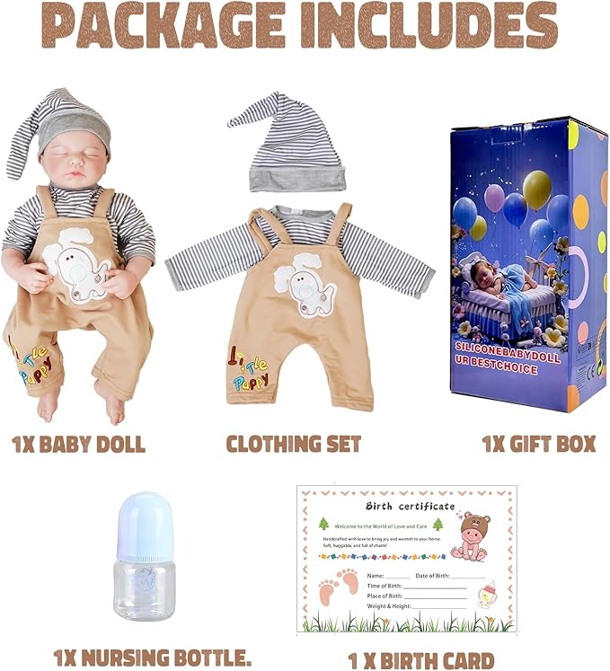 Lifelike Reborn Baby Dolls Boy - 18-Inch Baby Soft Body Realistic-Newborn Baby Doll Full Silicone Baby Dolls with Toy & Gift Box for Kids