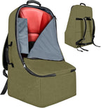 Padded Car Seat Travel Bag for Airplane, Heavy Duty Backpack for Air Travel, Water-Resistant Carrier with Shoulder Strap, Fits Most Car Seats (Green)