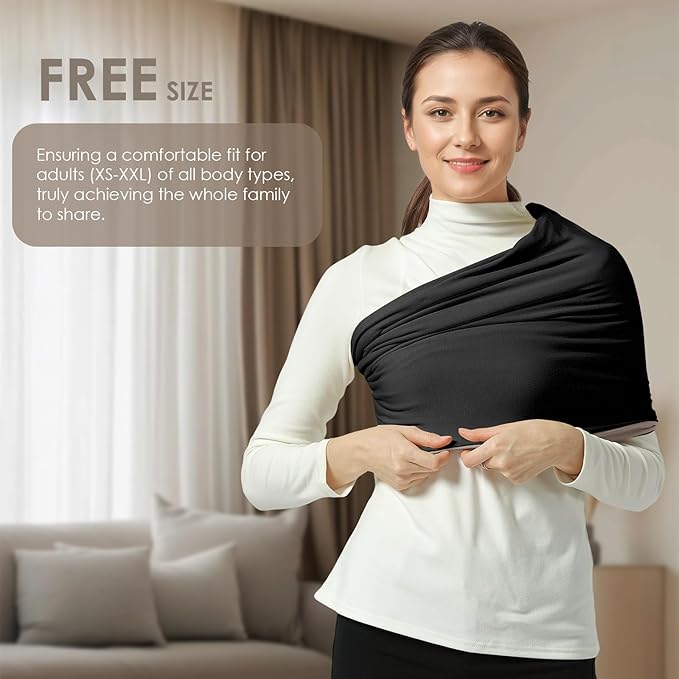 Baby Wrap Carrier, Lightweight Baby Wearing Wraps for Newborn and Infant, Soft Swaddle Holder Carrier, Cozy Baby Sling 7-35 lbs Black+Brown