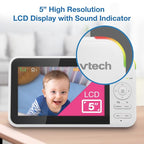 VTech Video Baby Monitor with 3 Cameras, 5" LCD Screen, Up to 17Hrs Video & 31Hrs Audio Battery Life, Night Vision, 1000ft Range, Pan-Tilt-Zoom, Lullabies, Soothing Sounds, Temperature Sensor, VM924-3