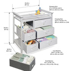 Badger Basket Modern Baby Changing Table - Diaper Station Organizer with 6 Storage Drawers, Reversible Baskets, Safety Rails - Baby Nursery Furniture with Changing Pad and Belt - White