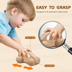 TOY Life Wooden Toys Cars, Montessori Toys for Babies 0-6-12 Months, Rattle Toy Cars for Toddlers 1-3, Christmas Wooden Baby Toys Gift 1 Year Old, Baby Boy Nursery Decor, 1 Year Old Boy Birthday Gift