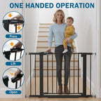 Baby Gate for Stairs, 29.7-40.6" Pressure Mounted Dog Gate, Auto Close Safety Gate for Children & Pets, Easy Install Pet Gate with Walk Thru Door for Doorways & Hallways, No Drilling, Dual-Lock Design