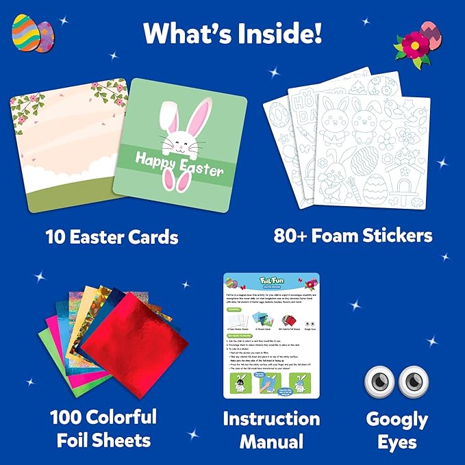 Skillmatics Foil Fun - Easter Cards, No Mess Art for Kids, Easter Basket Stuffers, Craft Kits, DIY Creative Party Activity, Gifts for Girls & Boys Ages 4, 5, 6, 7, 8, 9