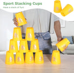 yeesport 48 PCS Sport Stacking Cups with Horse Pattern, Sport Training Game for Challenge Competition, Plastic Stacking Cups, Classic Family Game for Youth and Adults, Red+Blue+Green+Yellow