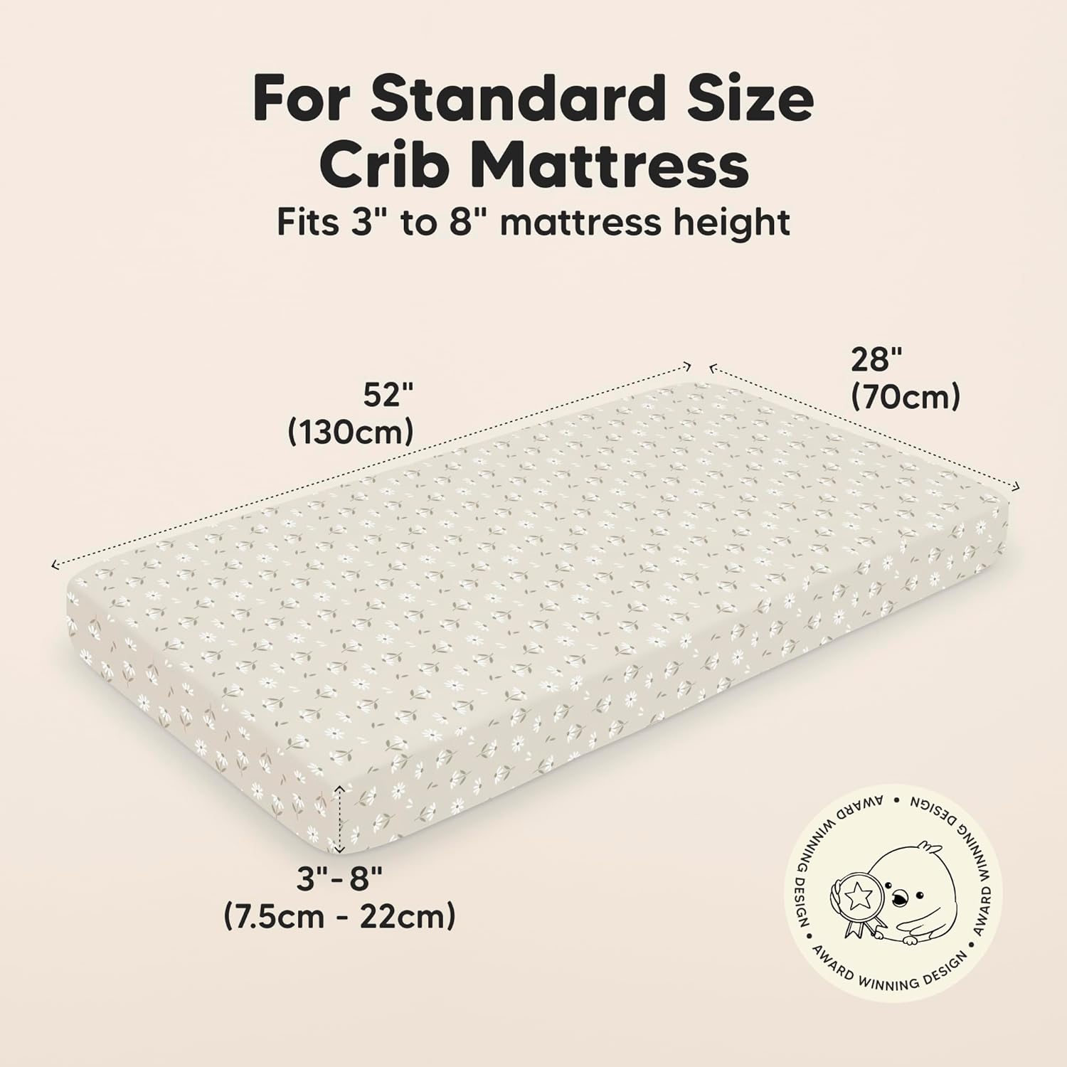 KeaBabies 2-Pack Baby Crib Sheets for Boys, Girls - 52x28 Viscose Derived from Bamboo Toddler Bed Sheets Neutral, Fitted Crib Mattress Cover for Standard Baby Bedding, Soft & Cozy (Daisies)