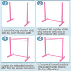 Civaner 11 Pcs Doll Garment Rack with Wooden Clothes Hanger for 18 Inch Girl Doll Clothes Mini Hangers Wardrobe Furniture Accessories for Dollhouse Baby Shower Supplies (Pink)