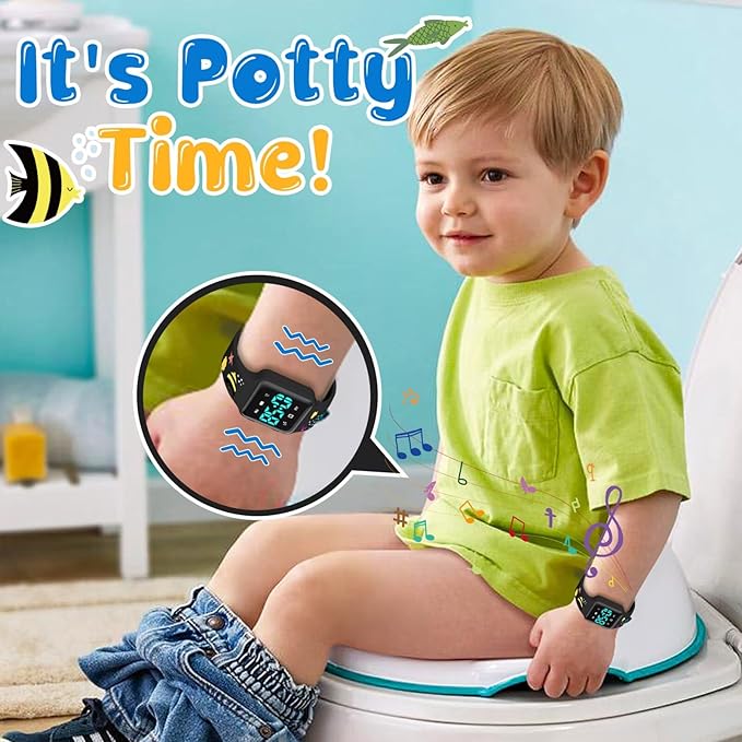 Potty Training Watch for Toddlers with Countdown, Magnetic Charging, Flashing Lights, Fun Music or Vibration Alerts - Waterproof Interactive Toilet Training Reminder for Boys & Girls Ages 2-9