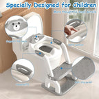 Potty Training Seat with Step Stool for Toddlers - Upgrade 2-in-1 Toilet Seat Toilet Ladder for Kids Children Boys Girls, Anti-Slip Pad & Adjustable Height with Waterproof - Grey