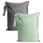 Tiny Twinkle Mess proof Waterproof Wet Dry Bag,2pk Reusable Wet Bags for Swimsuits&Baby Clothes,Leakproof Wet Bag,Waterproof Bag for Travel&Diaper bag,Wet Bags for Baby (Sage, Charcoal)