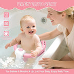TPN Baby Bath Seat for Babies 6 Months & Up, Non-Slip Toddler Bath Seat with 5 PCS Waterproof Emoji Stickers, Portable Infant Bath Seat for Baby(Pink)
