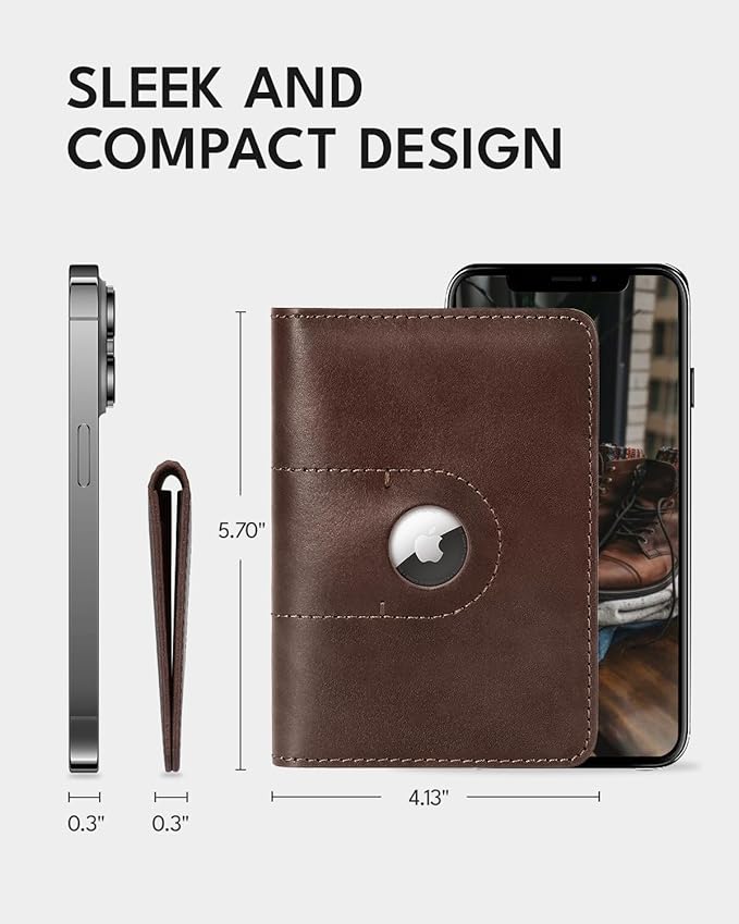 ALLIVE Passport Holder for Travel, Genuine Leather Passport Holder with Airtag Women Men,Travel Must Haves Airport Essentials, Passport Cover Travel Gifts Brown