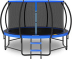 14FT 12FT 10FT 16FT Trampoline with Safety Enclosure, Anti-Rust Coating – ASTM Certified, Heavy-Duty Outdoor Trampoline with Ladder – for Kids & Adults