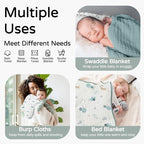 Yoofoss Hooded Baby Towels for Newborn 2 Pack 100% Muslin Organic Cotton Baby Bath Towel with Hood for Babies, Infant, Toddler and Kids, 32x32Inch, Soft and Absorbent Newborn Essential,Blue Elephant