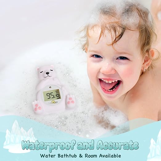 Baby Bath Thermometer for Infants,Cute Polar Bear Digital Bath Thermometer for Baby,Room&Water Temperature Toy