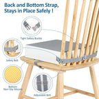 Toddler Booster Seat for Dining Table Chair,Non-Slip Bottom Baby Kid Booster Seat for Dining Table,2 Adjustable Straps,Portable Booster Seat for Table Travel Booster Seat for Toddler(Grey+White)