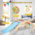 9-in-1 Climbing Triangle Set with Detachable Wooden Climbing Arch for Rocking Horse and Climbing, Indoor Triangle Jungle Playground Gym for Toddlers