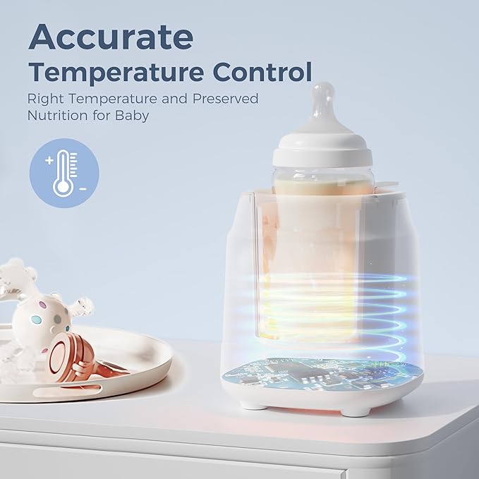 Bottle Warmer with Even Heating to Prevent Nutrient Loss from Fast Heating, Baby Bottle Warmer for Breastmilk & Formula, Accurate Temp Control, Defrost, Keep Warm, Heat Baby Food (White)
