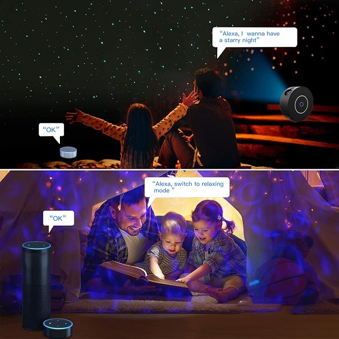Star Projector, Galaxy Projector for Bedroom, Smart APP & Voice Control Galaxy lamp, Compatible with Alexa & Google Home, for Kids Adults Bedroom,Room Decor,Game Room,Party (Black Round)