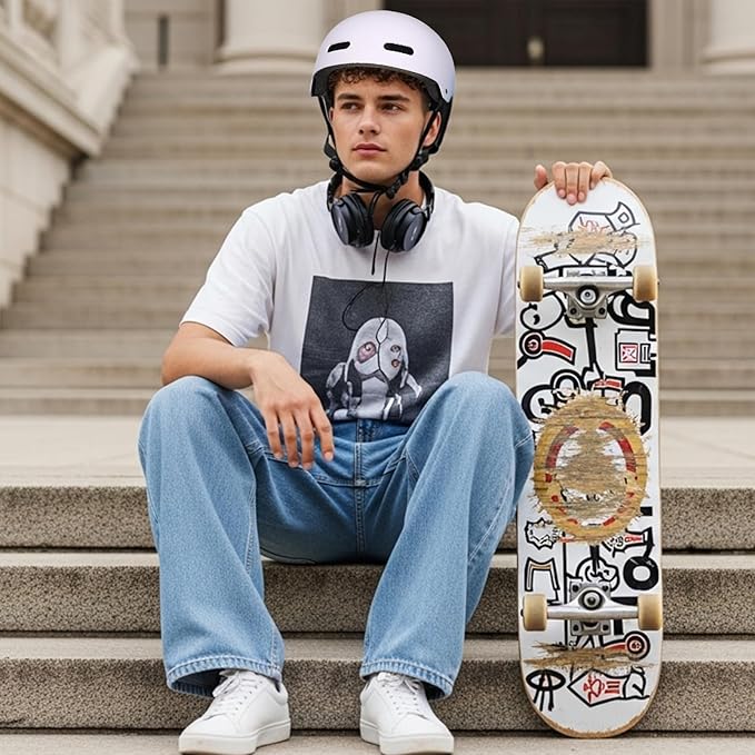 Skateboard Bike Helmet for Adults Women Men Youth Kids (2-3-5-8-14+ Years Boys Girls) - Lightweight Multi-Sport Adjustable Helmets for Bicycle Skateboard Scooter Skate Cycling