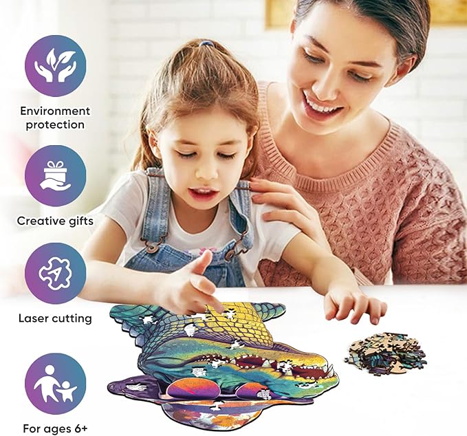 Cool Wooden Puzzle for Adults 500 Piece, Glasses Crocodile Wooden Jigsaw Puzzles, Beautiful Wooden Puzzle with Box Birthday Gifts for Adults and Kids Family Game(16 * 17.6in)