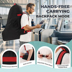 RAINSMORE Padded Car Seat Travel Bag for Airplane Heavy Duty Car Seat Backpack for Air Travel Baby Carseat Cover Bags for Airport Large Car Seats Carrier Fits Car Seats & Booster Seats, Black