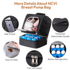NCVI Breast Pump Bag, Double Layer Removable Pump Bag for Spectra S1, S2, Medela, Breast Pump Backpack with Ice Pack, Insulated Breast Milk Cooler Bag for Working Nursing Moms, Black
