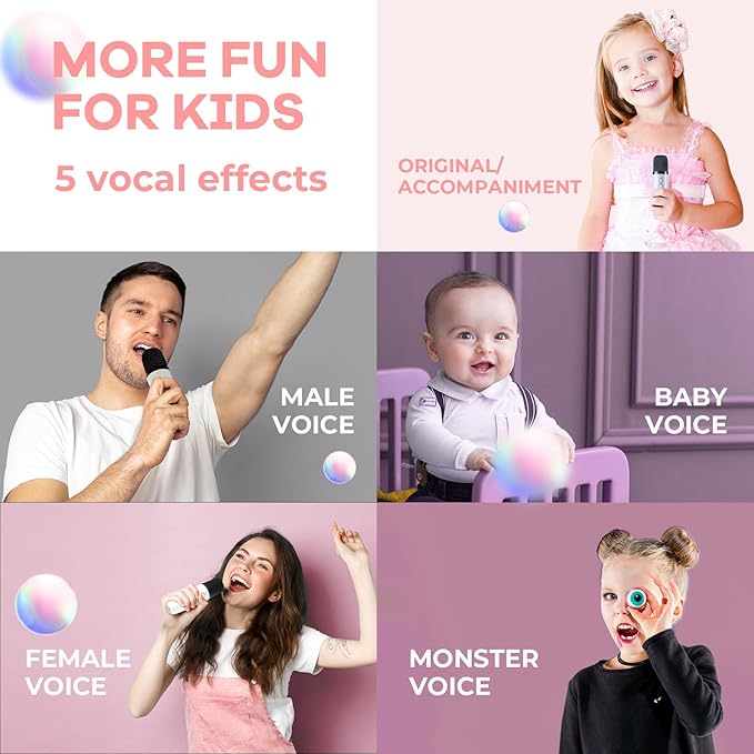 YLL Mini Karaoke Machine for Kids Adults, Portable Bluetooth Speaker with 2 Wireless Microphones,Toys Birthday Gifts for Girls 3, 4, 5, 6, 7, 8, 9, 10, 11, 12+ Years Old Toddler Teens(White)