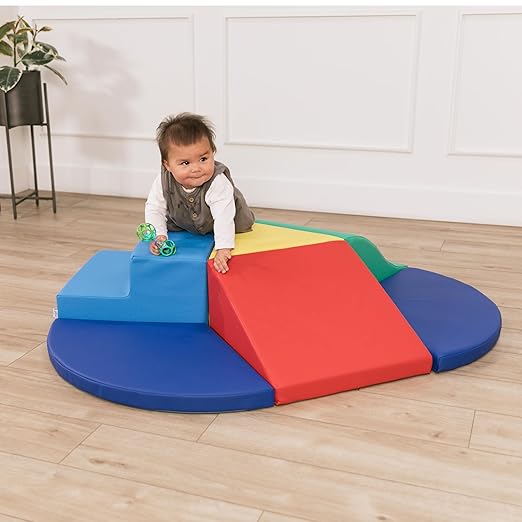 Factory Direct Partners 13800-AS SoftScape Toddler Playtime Junction 360 Climber Plus Side Pads, Indoor Active Play Structure for Toddlers and Kids; Safe Soft Foam (7-Piece) - Assorted
